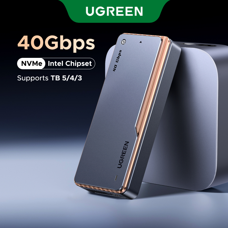 สีเขียว 40Gbps NVMe SSD Enclosure พร้อม Thunderbolt 5/4/3 และ USB4 รองรับคีย์ M และ B & M สําหรับ Wi