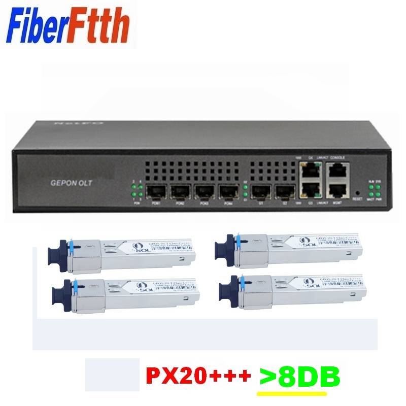 HiSOS EPON OLT 4PON พอร์ต FTTH CATV GEPON OLT 9DB px20++++ SFP สําหรับ EPON XPON ONU ONT