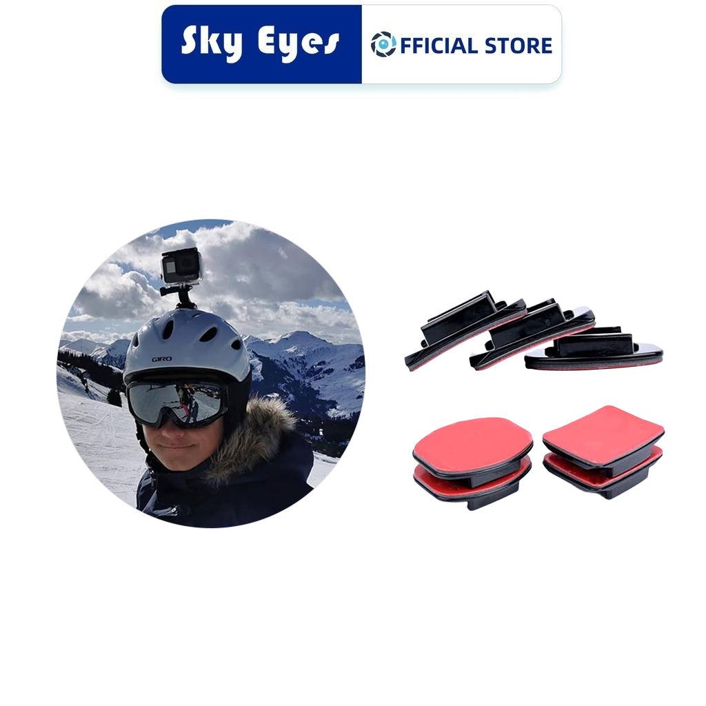 SKYEYES Action กล้องหมวกนิรภัยโค้งแบนกาวสําหรับ Insta360 X5/X4/Ace Pro2, DJI Action 6/5Pro, GoPro ฯลฯ