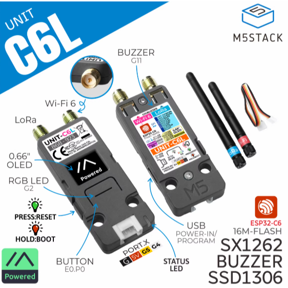 M5Stack Unit C6L หน่วยสื่อสาร LoRa บูรณาการสูงรองรับตาข่าย
