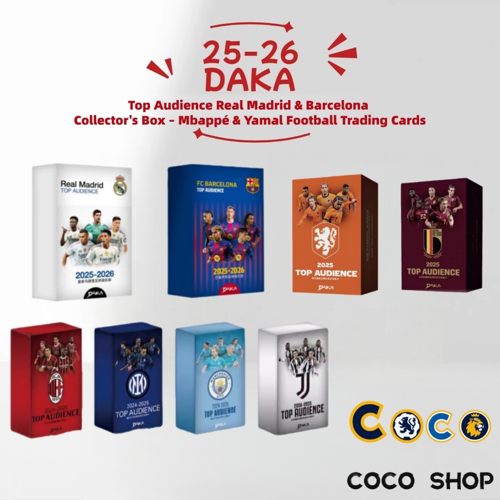 【ส่งด่วนกทม】2025-26 DAKA ผู้ชมชั้นนํา Royal Madrid Barcelona Team Box Muba Peia Mahl Football Star Card