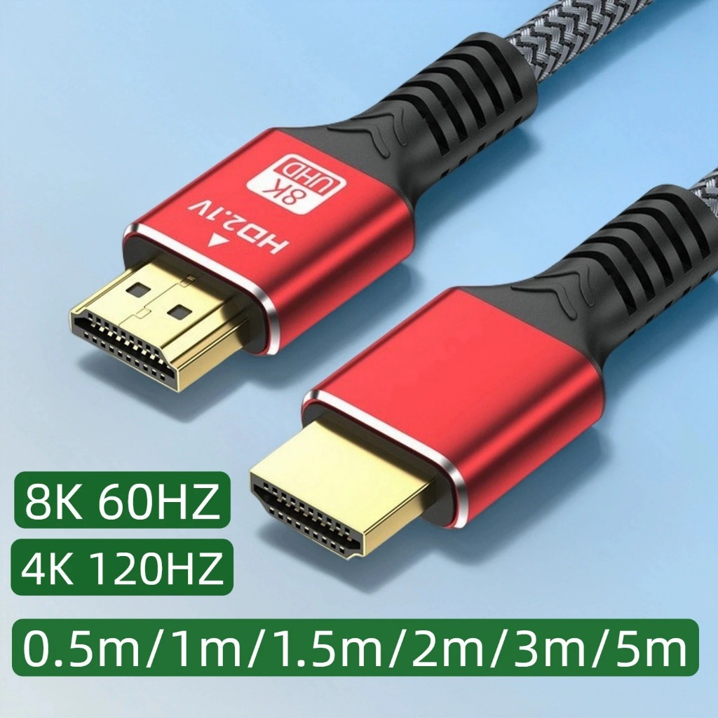 ความเร็วสูง 1M 2M 3M 5M HDMI 2.1 สายรองรับ HDTV 3D 8K 60hz 4K120hz HDMI ชายกับ HDMI ชายสายสําหรับแล็ปท็อป PC Xbox PS5 สวิทช์ทีวี PC Monitor โปรเจคเตอร์