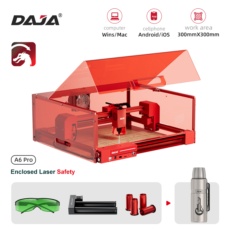 DAJA เครื่องแกะสลักเลเซอร์ A6 PRO อัพเกรดสําหรับไม้พลาสติกสแตนเลสโลโก้ที่กําหนดเองแกะสลักเครื่องพิมพ
