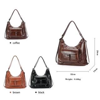 (COCOTAYA) Bag กระเป๋าหนัง PU ความจุขนาดใหญ่อินเทรนด์ย้อนยุค, กระเป๋าเป้