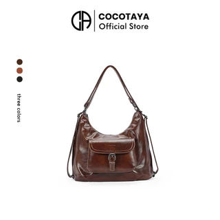 (COCOTAYA) Bag กระเป๋าหนัง PU ความจุขนาดใหญ่อินเทรนด์ย้อนยุค, กระเป๋าเป้