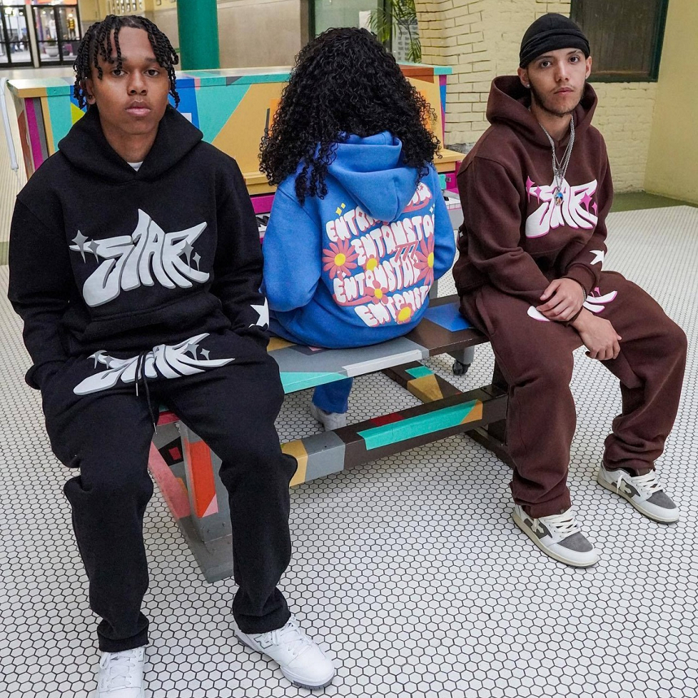 ชุดสตรีทสไตล์ Y2K เสื้อกันหนาวฮู้ดและกางเกงวอร์ม สำหรับทั้งชายและหญิง