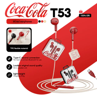 Coca-Cola T53 หูฟังแบบมีสายกลางแจ้งคุณภาพเสียงไฮไฟกันน้ําและกันเหงื่อ