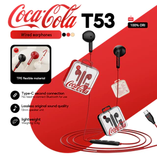 Coca-Cola T53 หูฟังแบบมีสายกลางแจ้งคุณภาพเสียงไฮไฟกันน้ําและกันเหงื่อ
