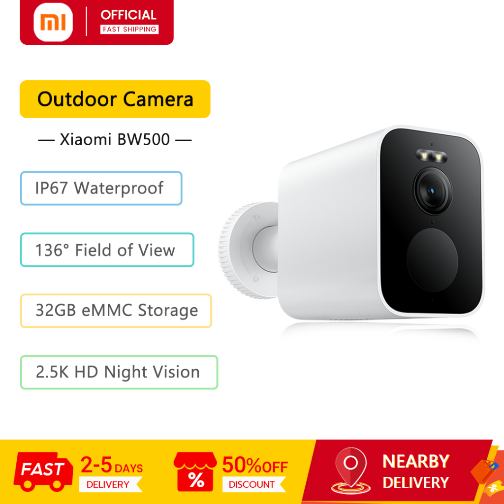 กล้องกลางแจ้ง Xiaomi BW500 AI การตรวจจับมนุษย์แบตเตอรี่ 6 เดือน 10 ม. กล้องวงจรปิดการมองเห็นได้ในเวล