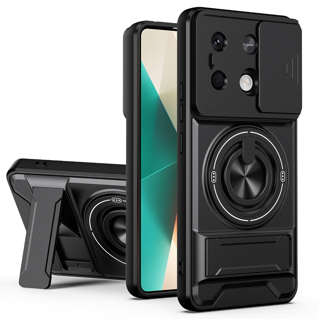 เคสแม่เหล็กสําหรับ Xiaomi Poco X6 5G ปลอกกันกระแทกพร้อมปกป้องฟังก์ชั่นกล้องและวงเล็บ