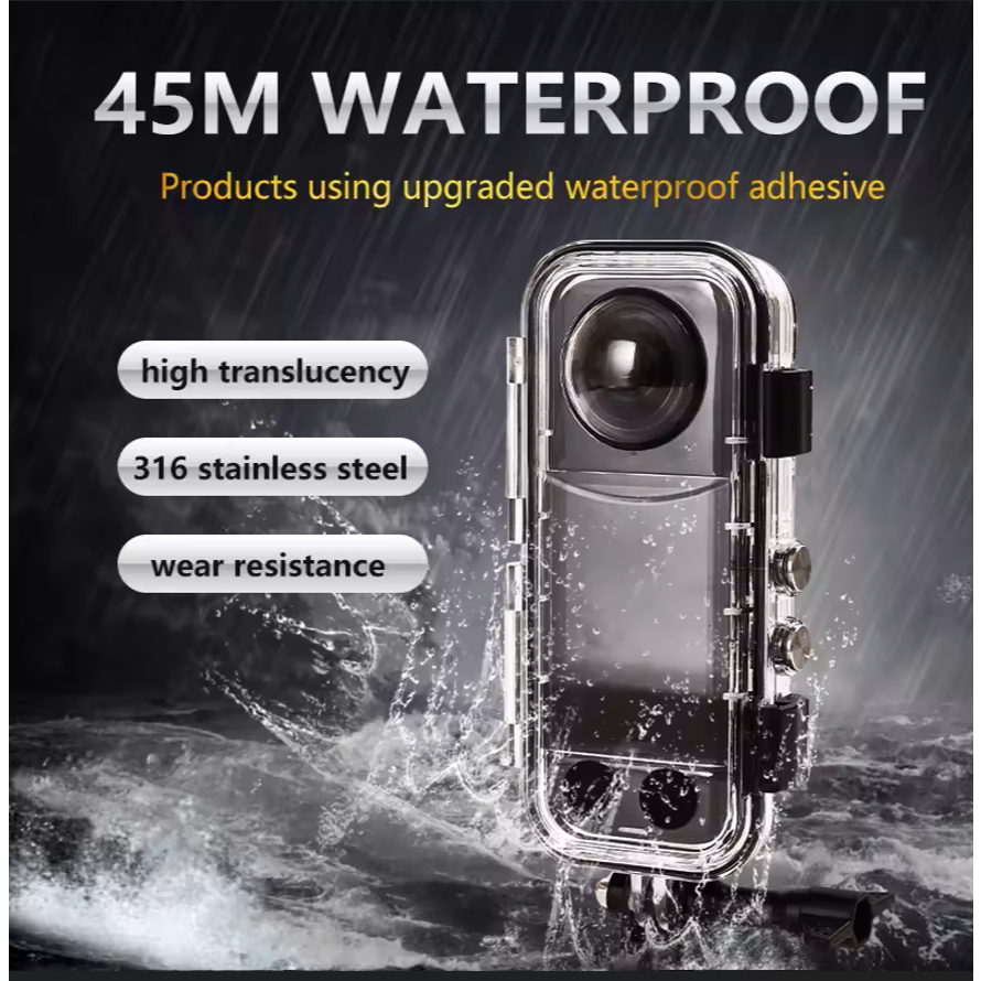 กรณีที่มองไม่เห็นสําหรับ Insta360 X3 X4 X5 ฝาครอบกันน้ําสําหรับ Insta 360 X4 กล้องใต้น้ํา 40M Dive Shell อุปกรณ์เสริม