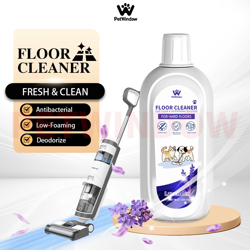 หน้าต่างสัตว์เลี้ยง®น้ํายาทําความสะอาดพื้น สัตว์เลี้ยงและเด็ก เป็นมิตร | โฟมเตี้ย | สากลสําหรับเครื่องดูดฝุ่นหุ่นยนต์และเครื่องซักผ้าทุกรุ่น | ไม้ถูพื้นใช้ได้กับ Tineco, Dreame, Roborock, Xiaomi & More