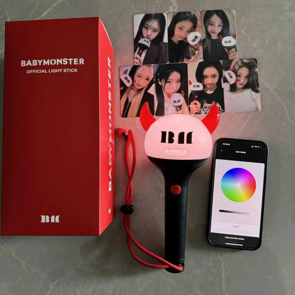 Kpop BABYMONSTER แท่งไฟบลูทูธ BAEMON คอนเสิร์ตโคมไฟมือแสงแฟลชสําหรับแฟนๆ RORA ASA RUKA เรืองแสง