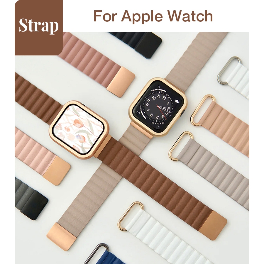 ผู้หญิงแม่เหล็ก Pebbled Comfort สายหนังสำหรับ Apple Watch S11 SE3 Ultra3 S10 S9 S8 SE S7 S6 Ultra 49 มม.46 มม.42 มม.40 มม.44 มม.41 มม.45 มม.IWatch Band