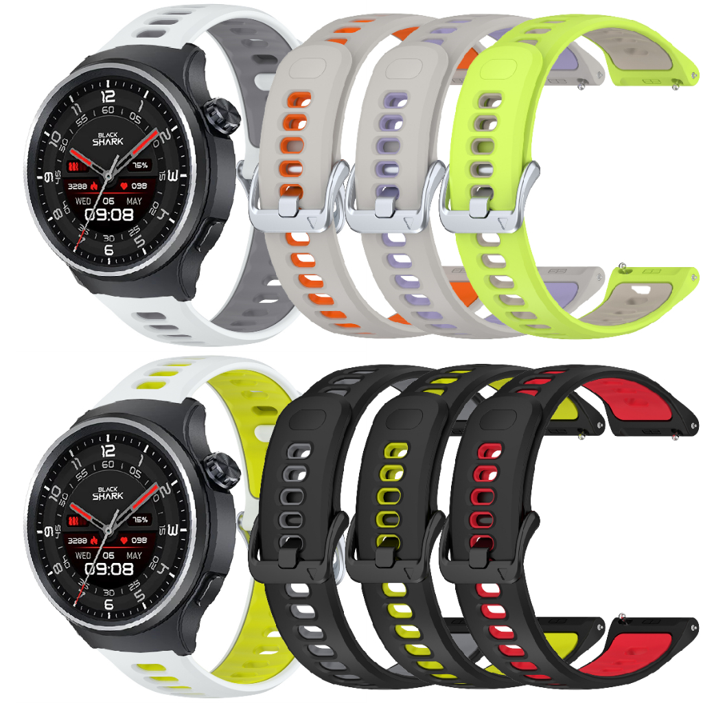 สําหรับ Black Shark A3/S3 สายซิลิโคนทูโทน 22 มม. สายนาฬิกาทดแทน