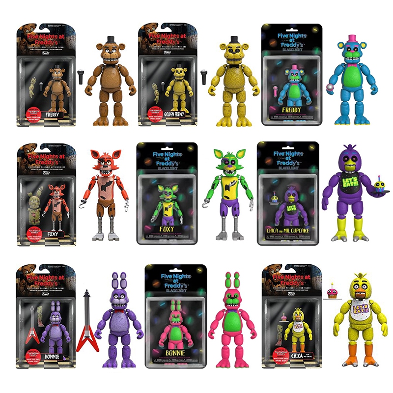 14 ซม.FNAF ตัวเลข Nightmare Freddy Bonnie Foxy Chica Action Figure Movable Blacklight Freddy Frostbe คอลเลกชันของเล่น