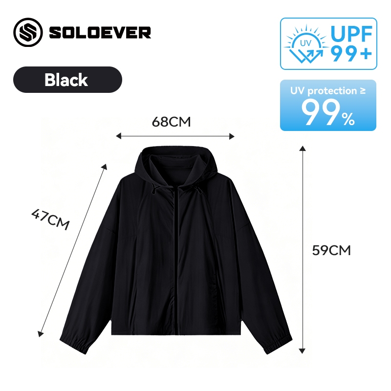 【TH Delivery】SOLOEVER แจ็คเก็ตผ้าร่ม มีฮู้ด กันลม กันแดด เนื้อผ้า2ชั้น มีกระเป๋าหน้า ซิปซ่อน ชายเสื้อปรับจั๊ม ปลายแขนสม็อค