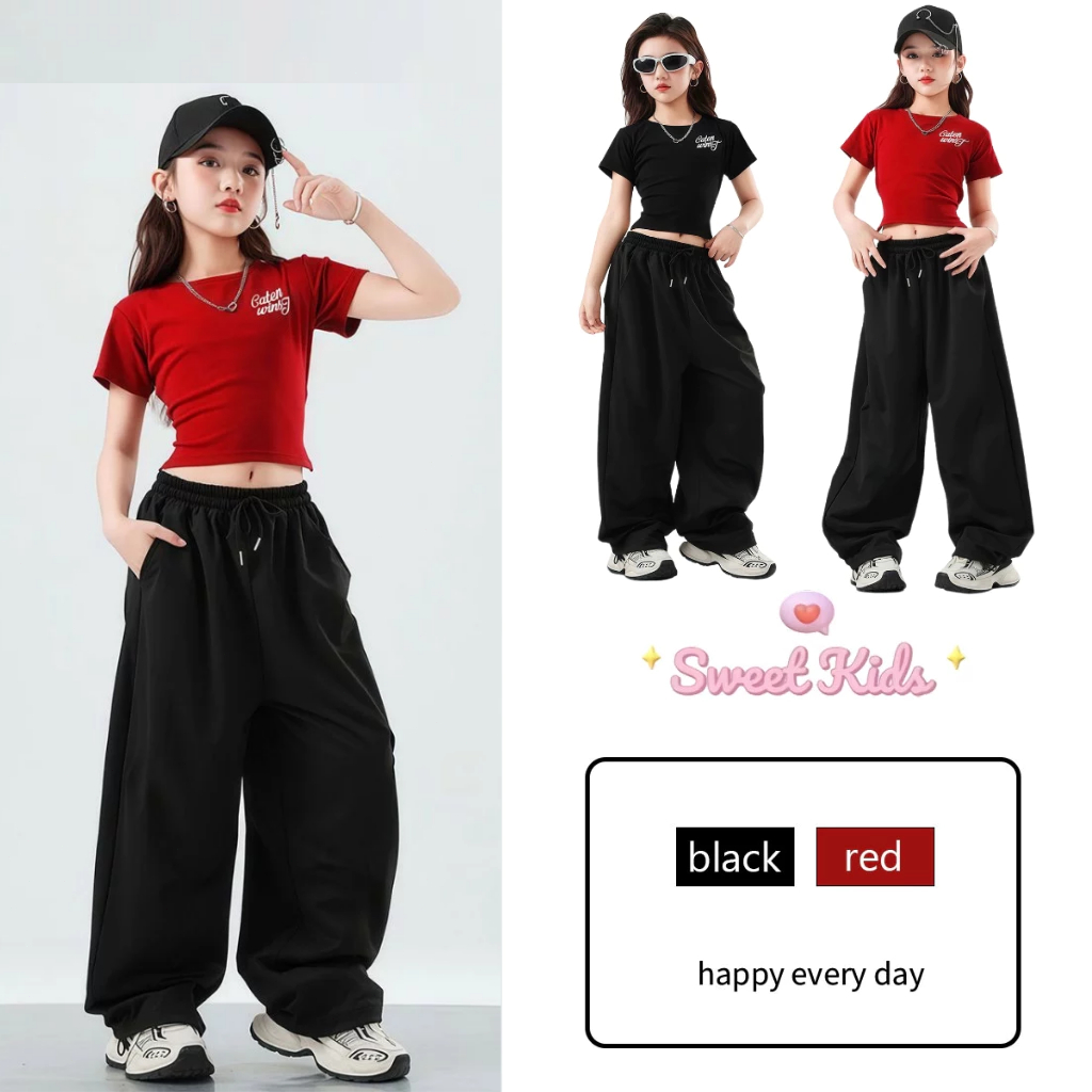 SweetKids พร้อมส่งจากกทม ชุดเซ็ทเด็กสุดเท่ห์ ชุดแสดงสำหรับเด็กผู้หญิง ชุดซ้อมเต้น สไตล์เกาหลี ใส่ได้ทั้งเต้นแจ๊สและสตรีทแฟชั่น ใส่สวย อินเทรนด์เท่สุด