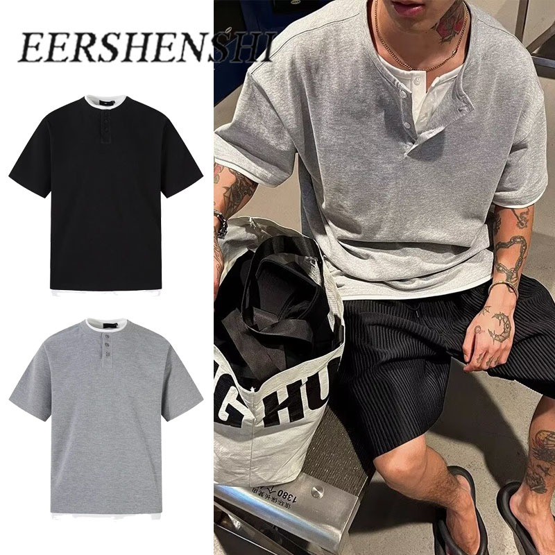 EERSHENSHI เสื้อยืดคอกลมแขนสั้น ออกแบบใหม่สำหรับวัยรุ่นในฤดูร้อน