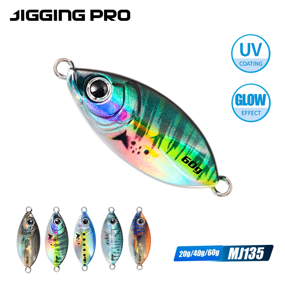 JIGGING PRO Slow Pitch Jig 20g 40g 60g Shore Cast Jigging Lure โลหะ Jig UV Night Glow เหยื่อประดิษฐ์