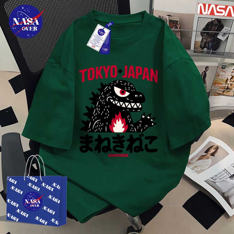 【จัดส่งจากกรุงเทพฯ】🔥NASA ฤดูร้อน สไตล์ญี่ปุ่น ลายไดโนเสาร์ 🦖 oversize แขนสั้น ยูนิเซ็กส์ hiphop ดีไซน์เฉพาะตัว สีขาว เสื้อYG1535 - รูปที่ 4