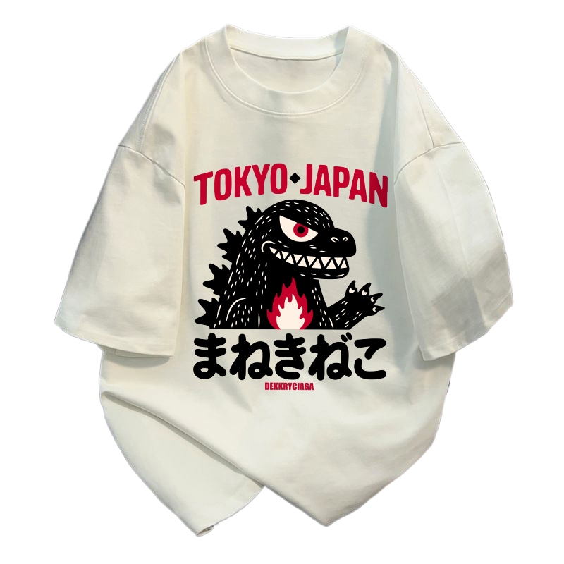 【จัดส่งจากกรุงเทพฯ】🔥NASA ฤดูร้อน สไตล์ญี่ปุ่น ลายไดโนเสาร์ 🦖 oversize แขนสั้น ยูนิเซ็กส์ hiphop ดีไซน์เฉพาะตัว สีขาว เสื้อYG1535 - รูปที่ 7