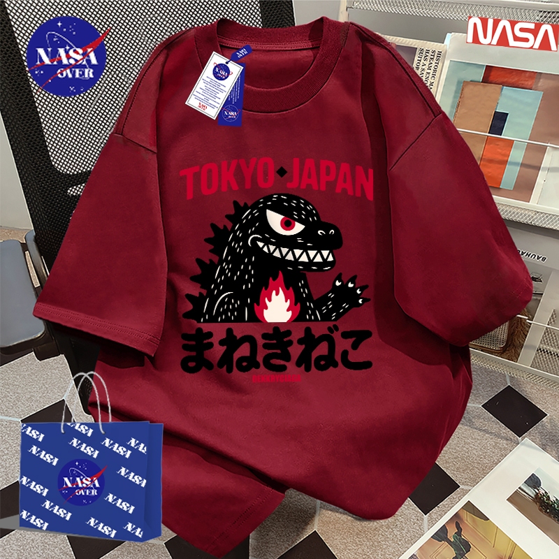 【จัดส่งจากกรุงเทพฯ】🔥NASA ฤดูร้อน สไตล์ญี่ปุ่น ลายไดโนเสาร์ 🦖 oversize แขนสั้น ยูนิเซ็กส์ hiphop ดีไซน์เฉพาะตัว สีขาว เสื้อYG1535 - รูปที่ 5