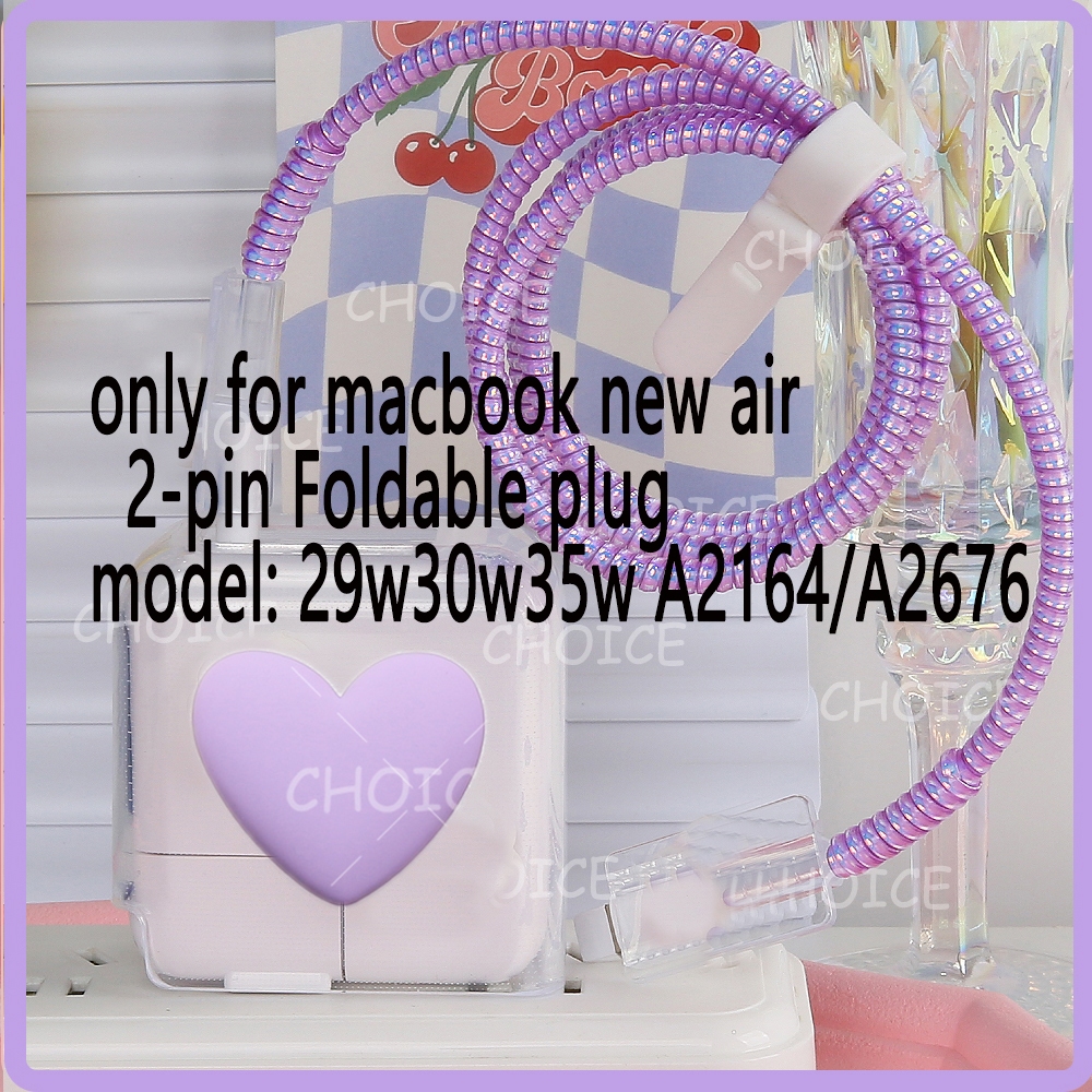สําหรับ 35W A2676 USA ปลั๊กพับน่ารักการ์ตูน Charger เคสป้องกันเหมาะสําหรับ macbook ใหม่ air 13 USA 29W 30W A2164 fast charging 2M สายป้องกันกรณีสําหรับ iPhone 15 MAX
