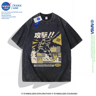 NASA เสื้อยืดฟอก oversize ชายหญิงแขนสั้น สตรีทฮิปฮอป summer …