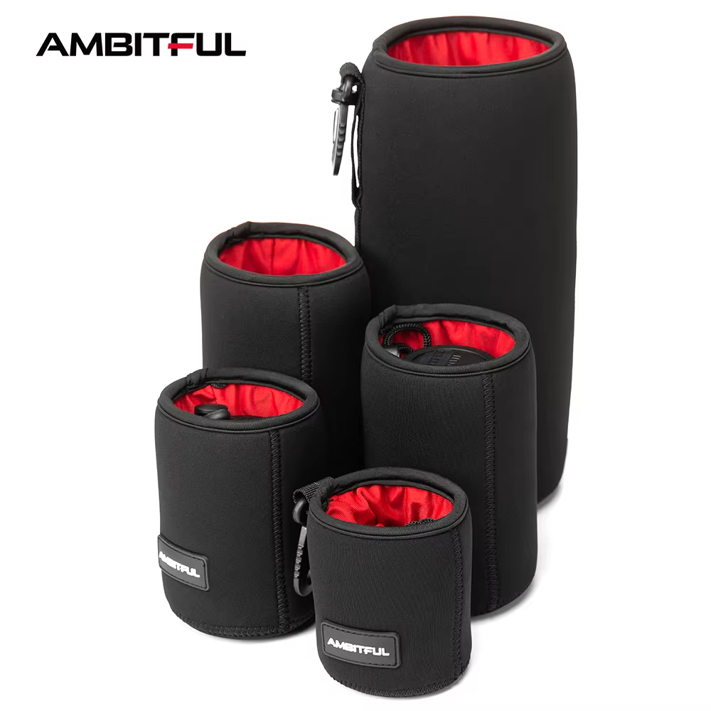AMBITFUL กระเป๋ากล้องกระเป๋า Drawstring ขนาด SML XL สําหรับเลนส์กล้อง DSLR Barrel Case พร้อมตะขอ