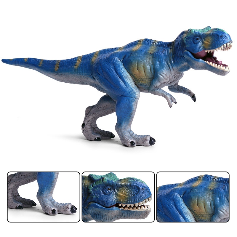 Tyrannosaurus Rex ไดโนเสาร์สีฟ้าเดิน Tyrannosaurus Rex ของเล่น Jurassic จําลองสัตว์ที่เป็นของแข็งเคร
