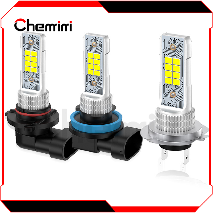 CHEMINI 2PCS รถ LED หมอก H7 H11 9005 9012 ดัดแปลงไฟหน้าหลอดไฟขนาดใหญ่ Waterpoof สําหรับ Toyota Vios Hilux