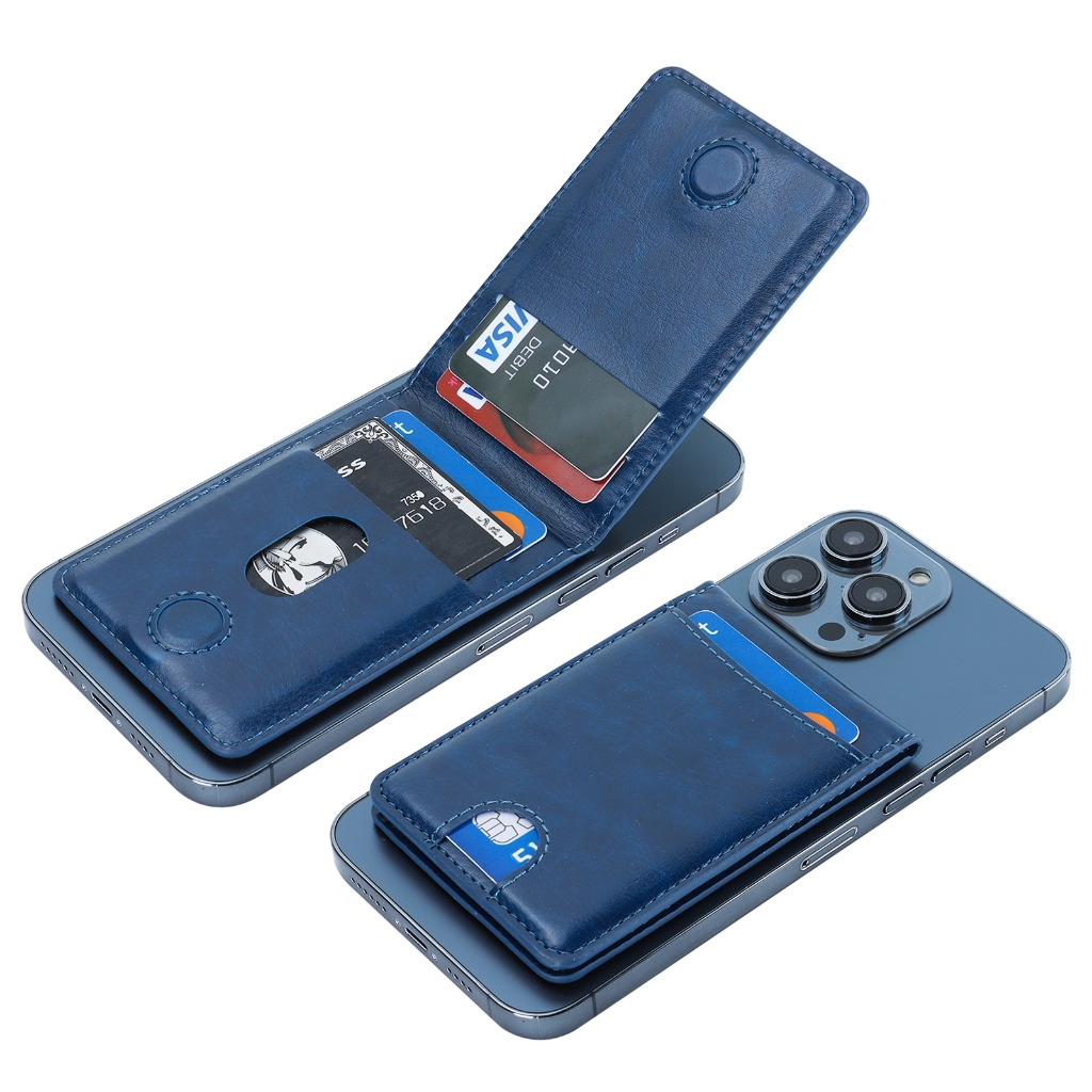 Magsafe wallet รองรับ iphone 17 pro max/16/15/14/13/12 series หนัง magsafe สีฟ้า