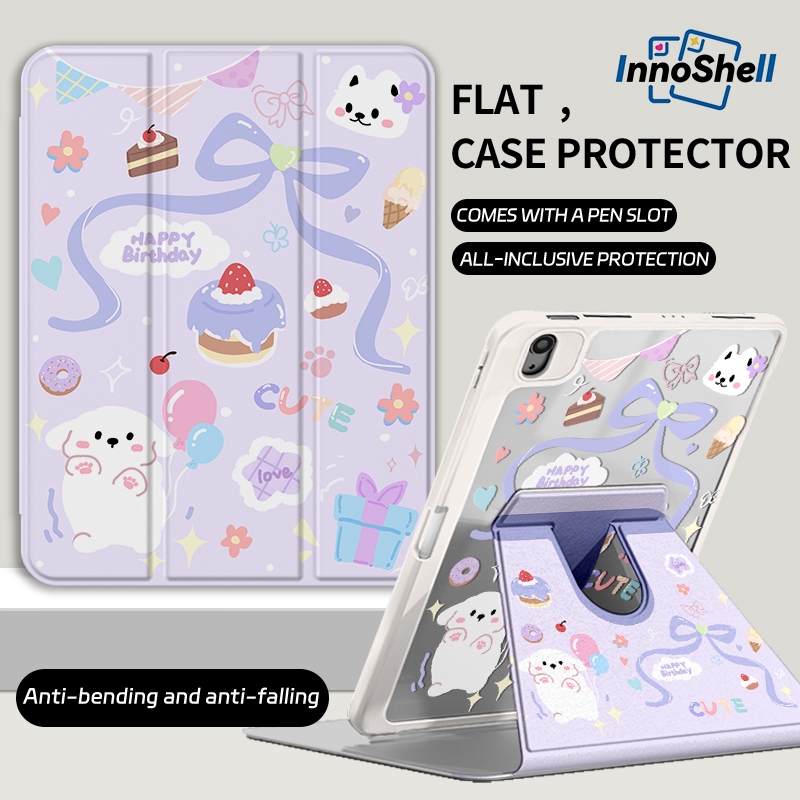 InnoShell อินโนเชล ⚡พร้อมส่ง⚡ 360 ° เคส iPad หมุนได้ Air6 Air5/4 MINI7 ริบบิ้นโบว์หมี ช่องเสียบปากกาเคส iPad ขวา gen9 10.2 gen11 gen10