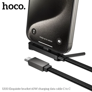 hoco. U150 สายชาร์จเร็ว PD60W Fast Charging Data Cable Type C to Type C สายชาร์จส่งข้อมูล สายถักแบบวงเล็บ 90 องศา