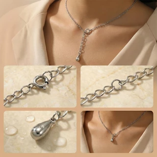St.kunkka 10Pcs โซ่ต่อขยายสแตนเลส 304 แท้ โซ่ท้ายปรับระดับ จี้ทรงหยดน้ำ สายโซ่สแตนเลส ขนาด 50 70 ซม. สำหรับเครื่องประดับ สร้อยคอ สร้อยข้อมือ
