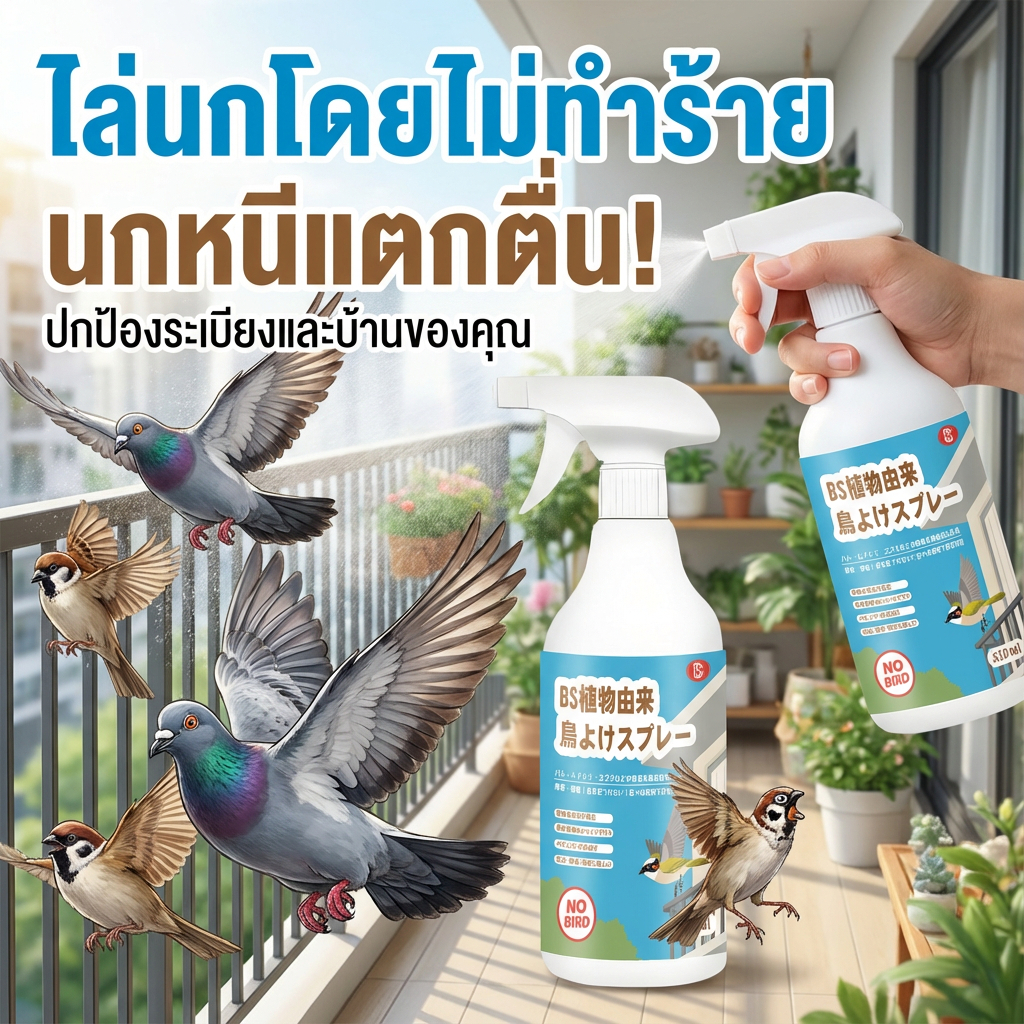 🐦แค่ฉีดครั้งเดียว นกก็หายเกลี้ยง🐦ไล่นก สเปรย์ไล่นก ที่ไล่นก ไล่นกพิราบ 510ml ผลิตจากสมุนไพร ปลอดภัย ไล่นกได้ทุกชนิด นกหายทันทีหลังใช้