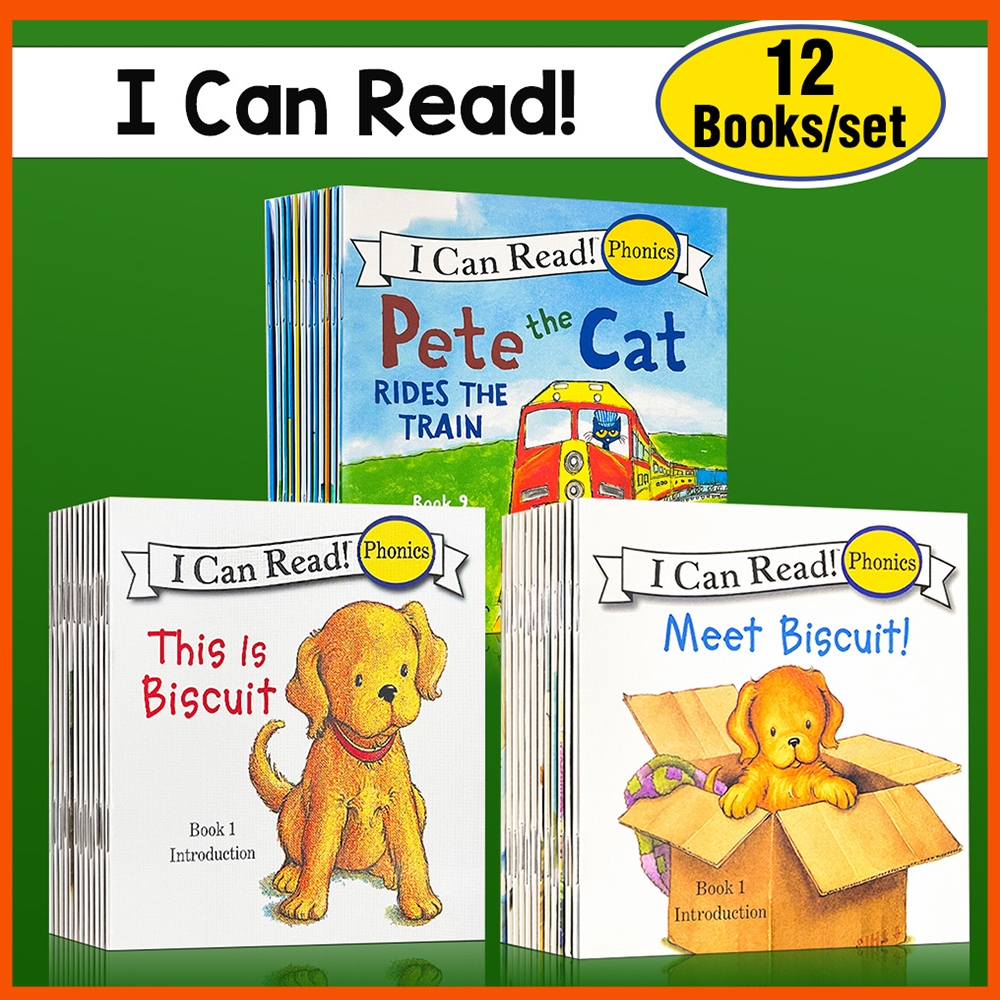 12 เล่ม/ชุด I Can Read หนังสือ Phonics Series - หนังสือนิทานภาษาอังกฤษ Children Educational Pocket Picture Book