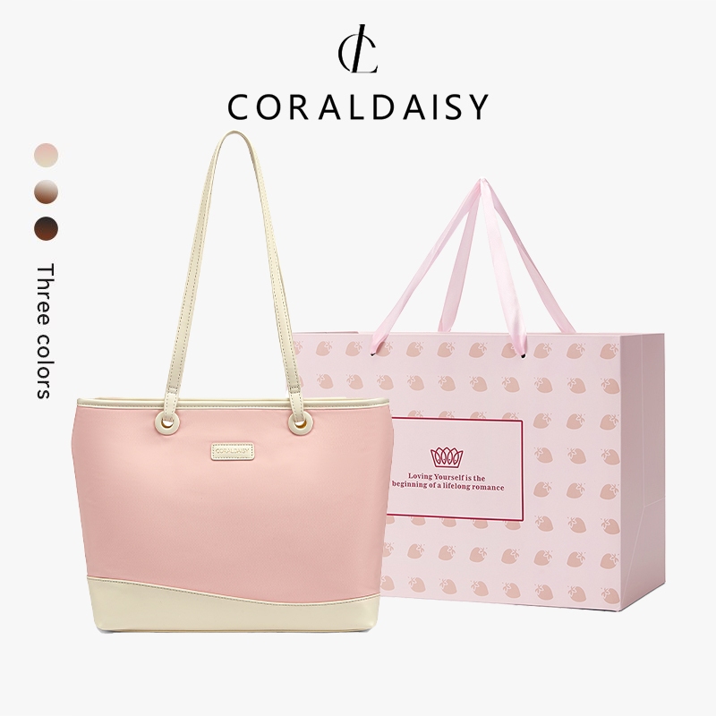 CORALDAISY กระเป๋าโท้ทสีใหม่ล่าสุดปี 2025 กระเป๋าโท้ทสำหรับใส่แล็ปท็อป กระเป๋าสะพายไหล่สุดเก๋