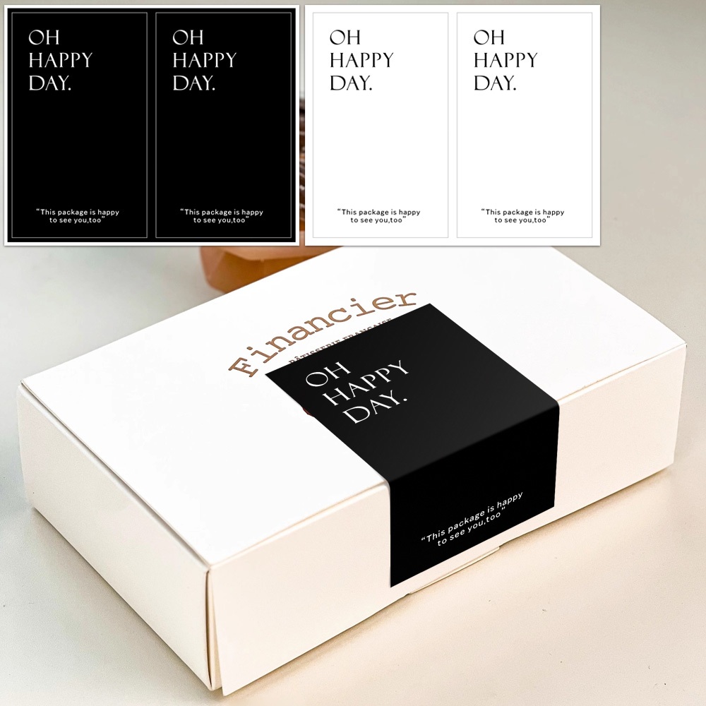 Black & White "Oh Happy Day. แพคเกจนี้มีความสุขเพื่อดูคุณเกินไป"สติกเกอร์,6x10เซนติเมตรสี่เหลี่ยมผืนผ้าฉลากปิดผนึกสําหรับกล่องของขวัญตกแต่ง