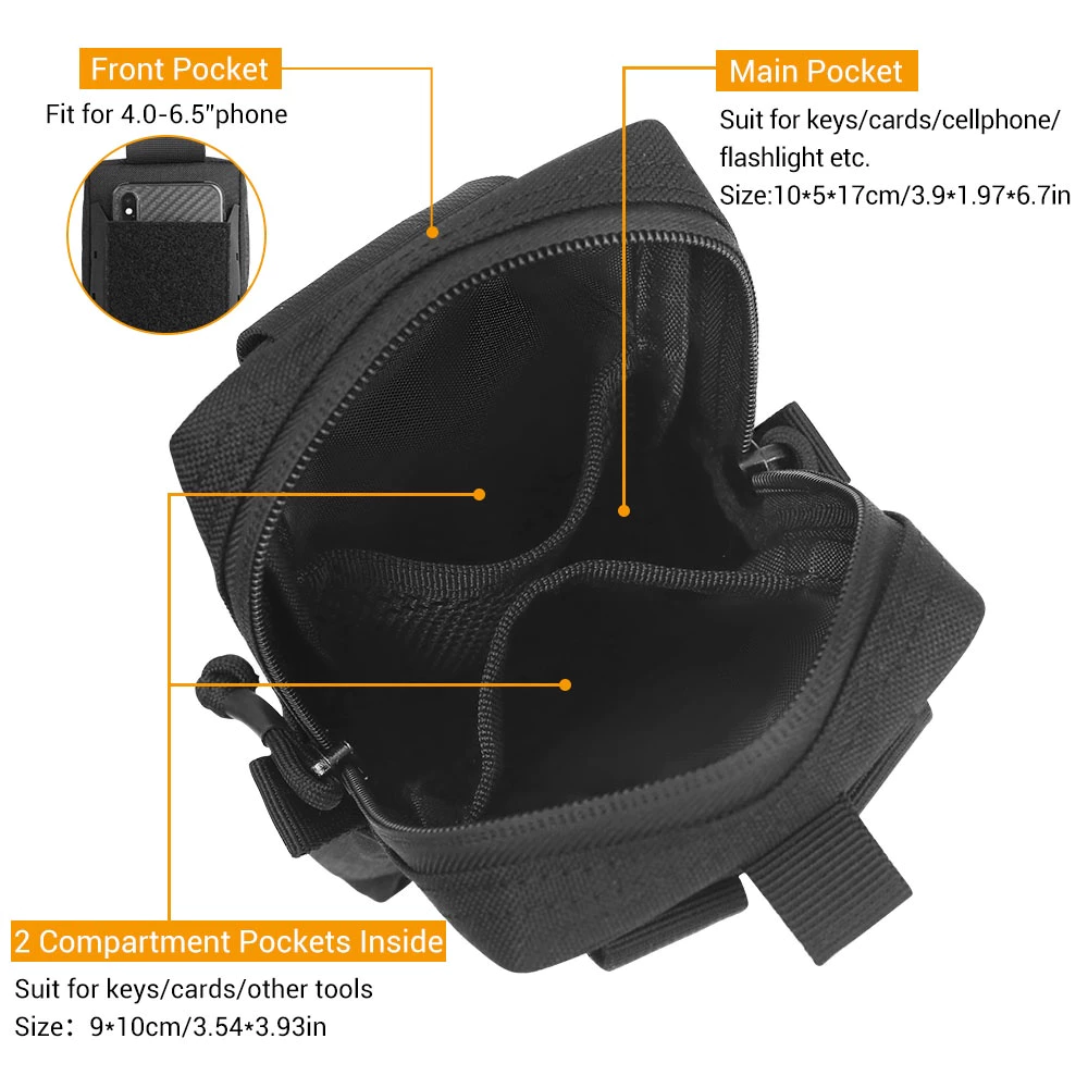 กระเป๋าคาดเอว Molle 1000D อเนกประสงค์ กระเป๋าใส่โทรศัพท์มือถือ EDC พร้อมสายคล้องไหล่ thumbnail 4