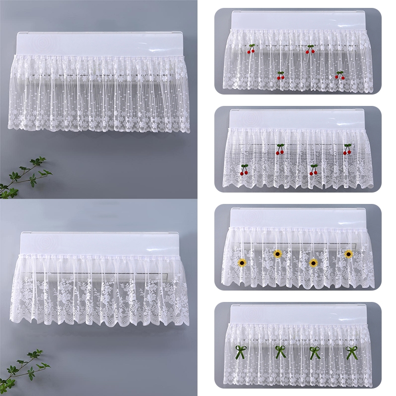 1ชิ้นWindproofฝุ่นลูกไม้ดอกไม้เย็บปักถักร้อยป้องกันโดยตรงเป่าเครื่องปรับอากาศผ้าม่านตกแต่งห้องนอน