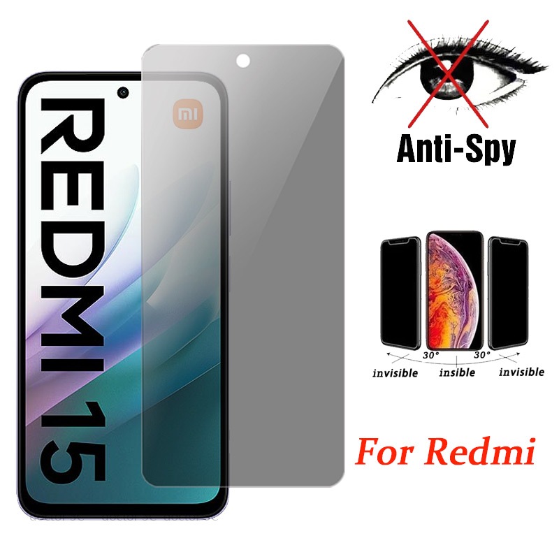 Anti Spy ความเป็นส่วนตัวกระจกนิรภัยสําหรับ Redmi Turbo 5 4 A5 A4 A3 15C 14C 14R 13 13X 13C 12 10 9 8
