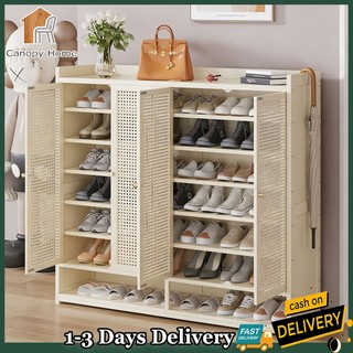 White Multi-layer Entry Shoe Cabinet Ventilated Movable Storage Rack for Home & Rental House In-stock
