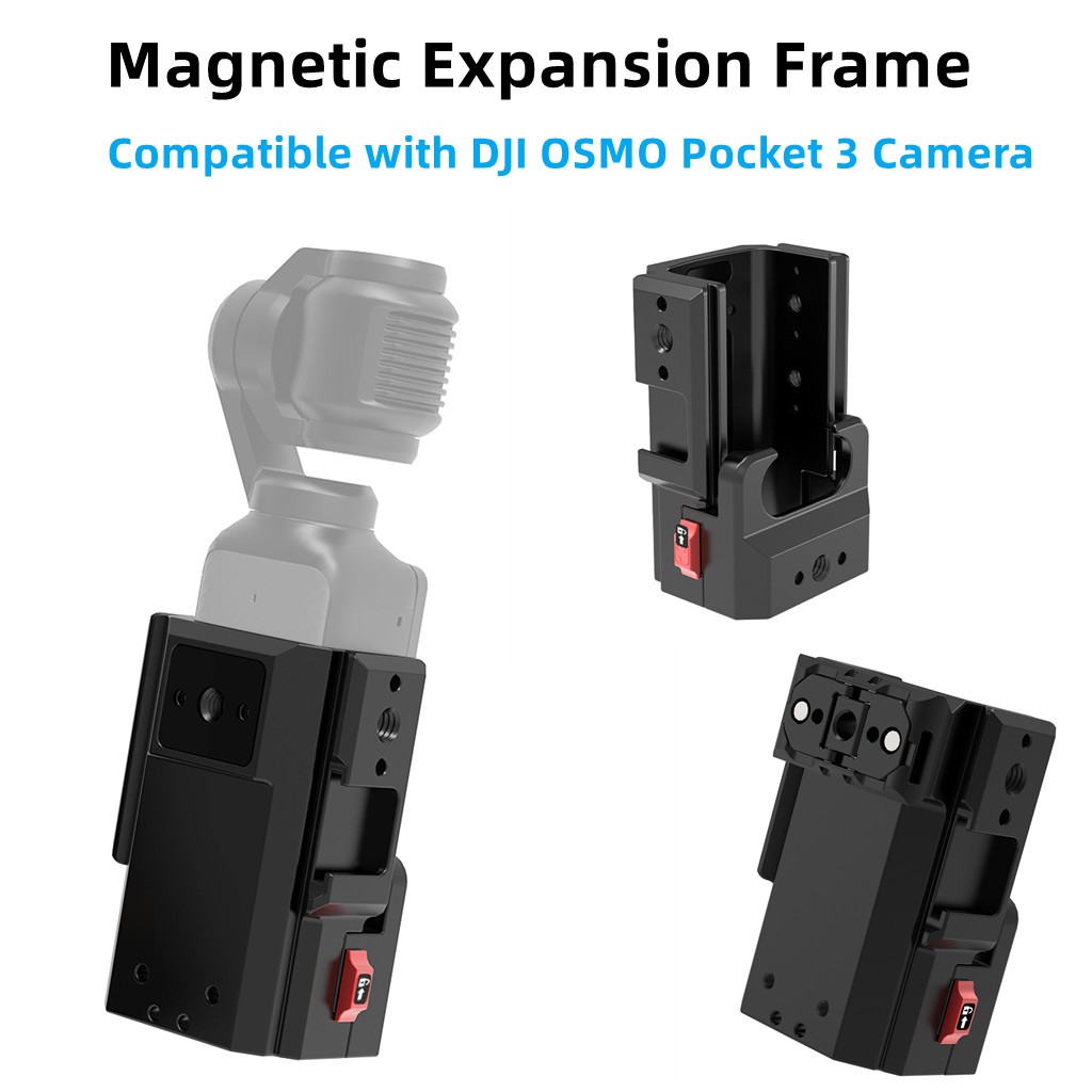 BGNING สําหรับ DJI Pocket 4 / Pocket 3 Quick Release กล้องขยายแม่เหล็กกรงรองเท้าเย็นสําหรับเติมแสงไมโครโฟน