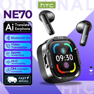 HTC NE70 หูฟังแปลภาษาด้วย AI Bluetooth 6.0 รองรับ 134 ภาษา หน้าจอ LCD อัจฉริยะ คุณภาพเสียงเบสหนักแน่นแบบ TWS ไมโครโฟน การโทรแบบ HD หูฟังสำหรับออกกำลังกาย กันน้ำระดับ IPX5