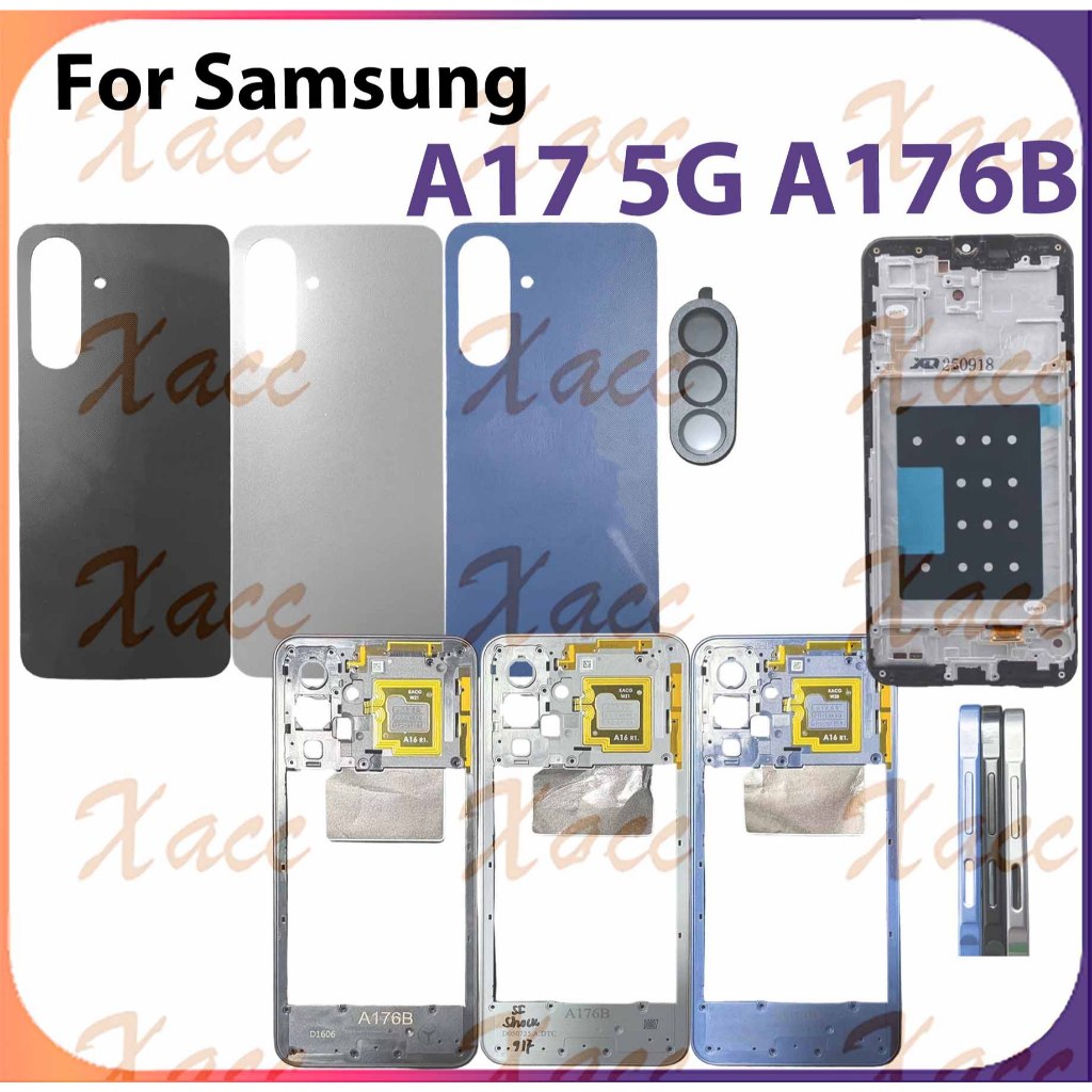 สําหรับ Samsung A17 5G A176B ฝาหลังแบตเตอรี่ชุดเต็มปุ่มกรอบกลางกรอบเลนส์กล้อง LCD กรอบด้านหน้าโทรศัพท์เปลี่ยนการติดตั้ง