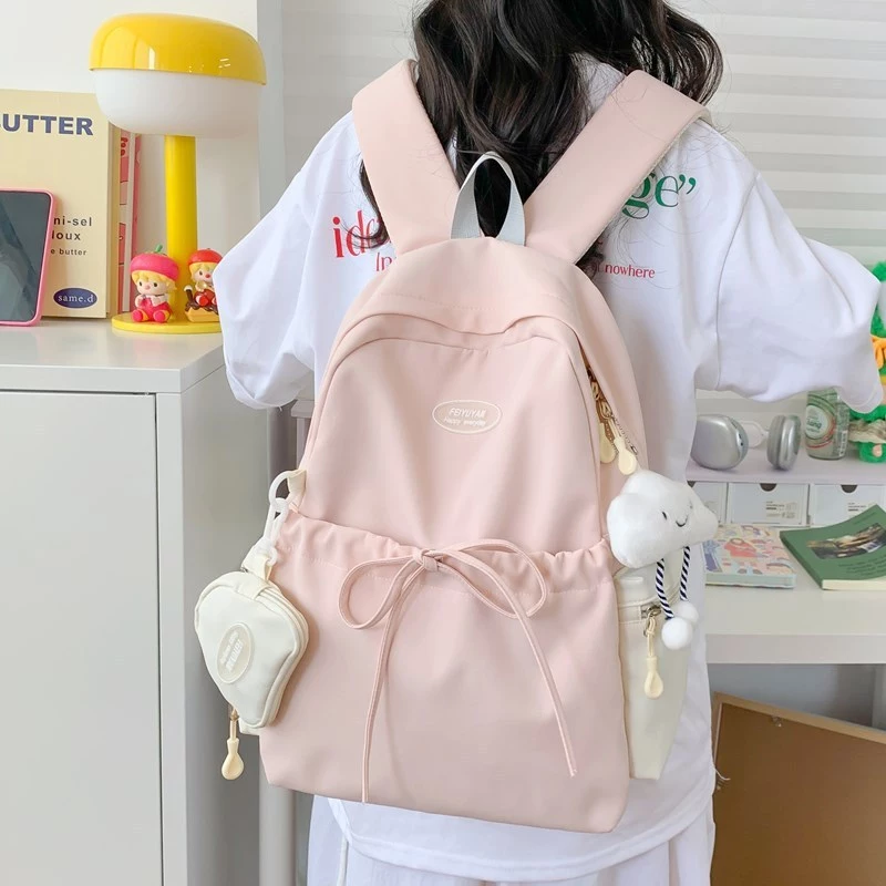 กระเป๋าเป้ญี่ปุ่นดีไซน์โบว์ – สีชมพูพาสเทล ทรงเล็กน่าเอ็นดู ใส่ของจำเป็นได้ครบ เหมาะกับสาวน้อยสายหวาน