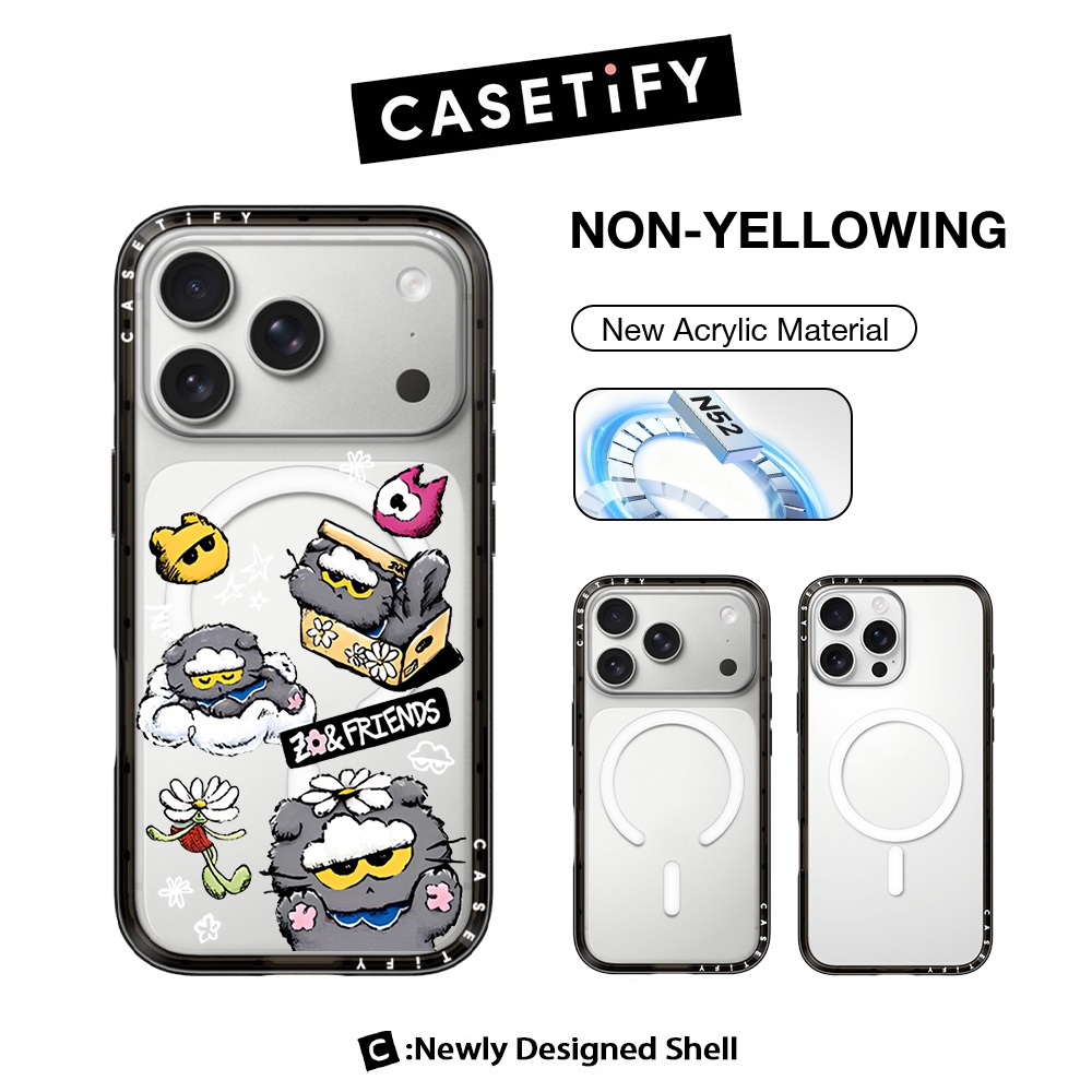 CASETiFY ZO&FRIENDS Cat 3 ใหม่อะคริลิคเคสโทรศัพท์ใสสําหรับ iPhone 17 Pro Max 17 16 15 14 13 Pro Max 