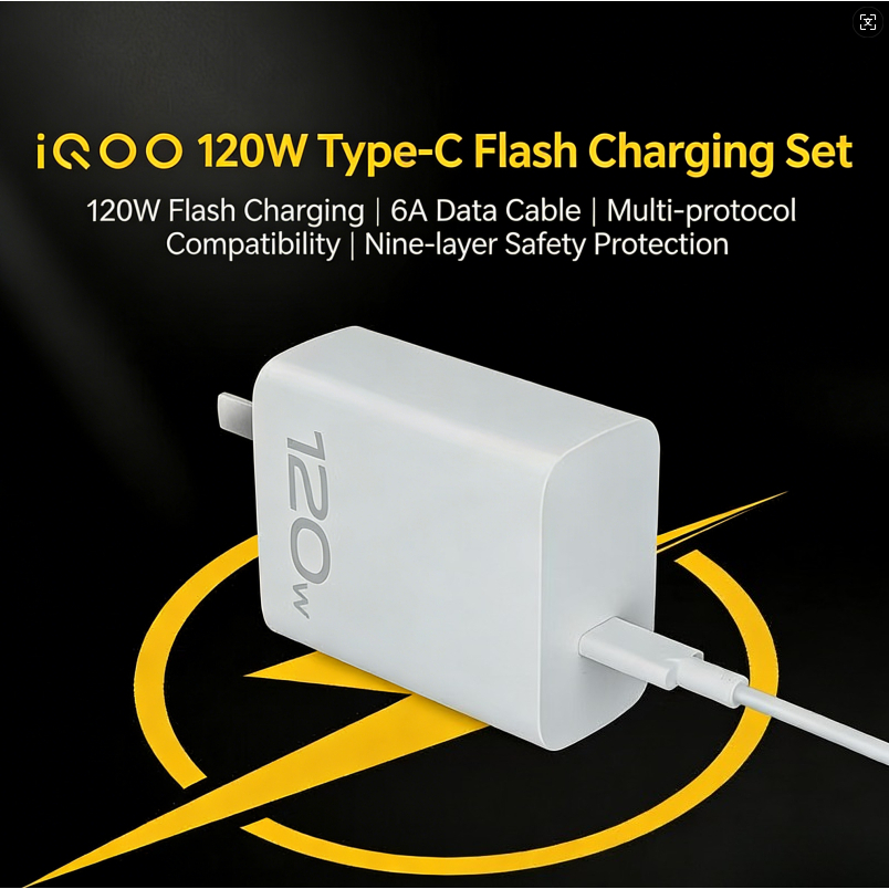 Vivo iQOO 120W Type-C 1m FlashCharge Set สําหรับโทรศัพท์ iQOO 13 Z9